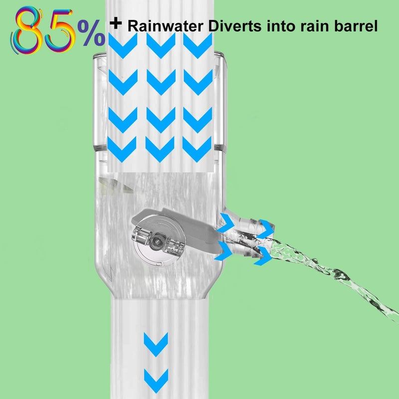 Prestantious Gutter Downspout Diverter Fits for 3”x 4”Oversize Downspout and 2”x3”Downspout, Rainwater Collection System with Adjustable Valve to Divert Water into Rain Barrel, White - Image 2